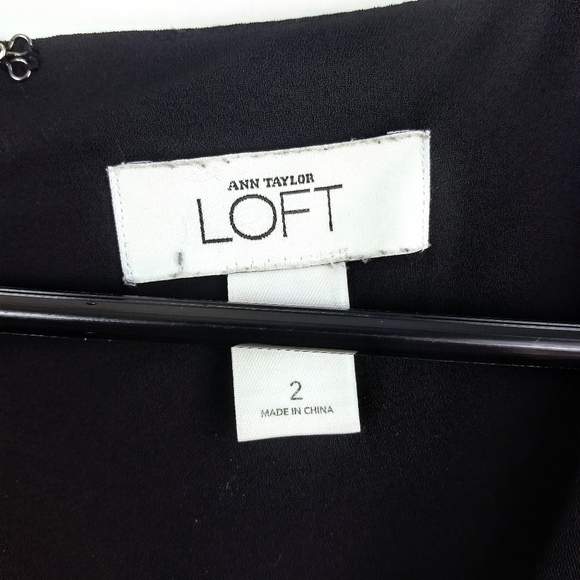 LOFT Ann Taylor Black Dress Crystal Embellishments - Picture 4 of 5